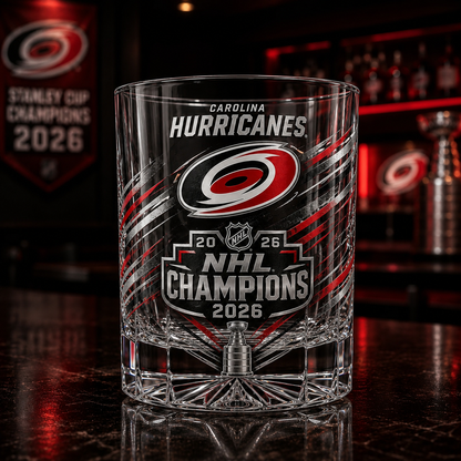 Carolina Hurricanes NHL Champions 2026 Whiskey Glass