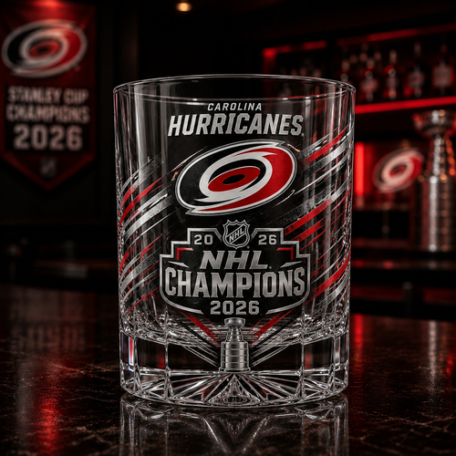 Carolina Hurricanes NHL Champions 2026 Whiskey Glass