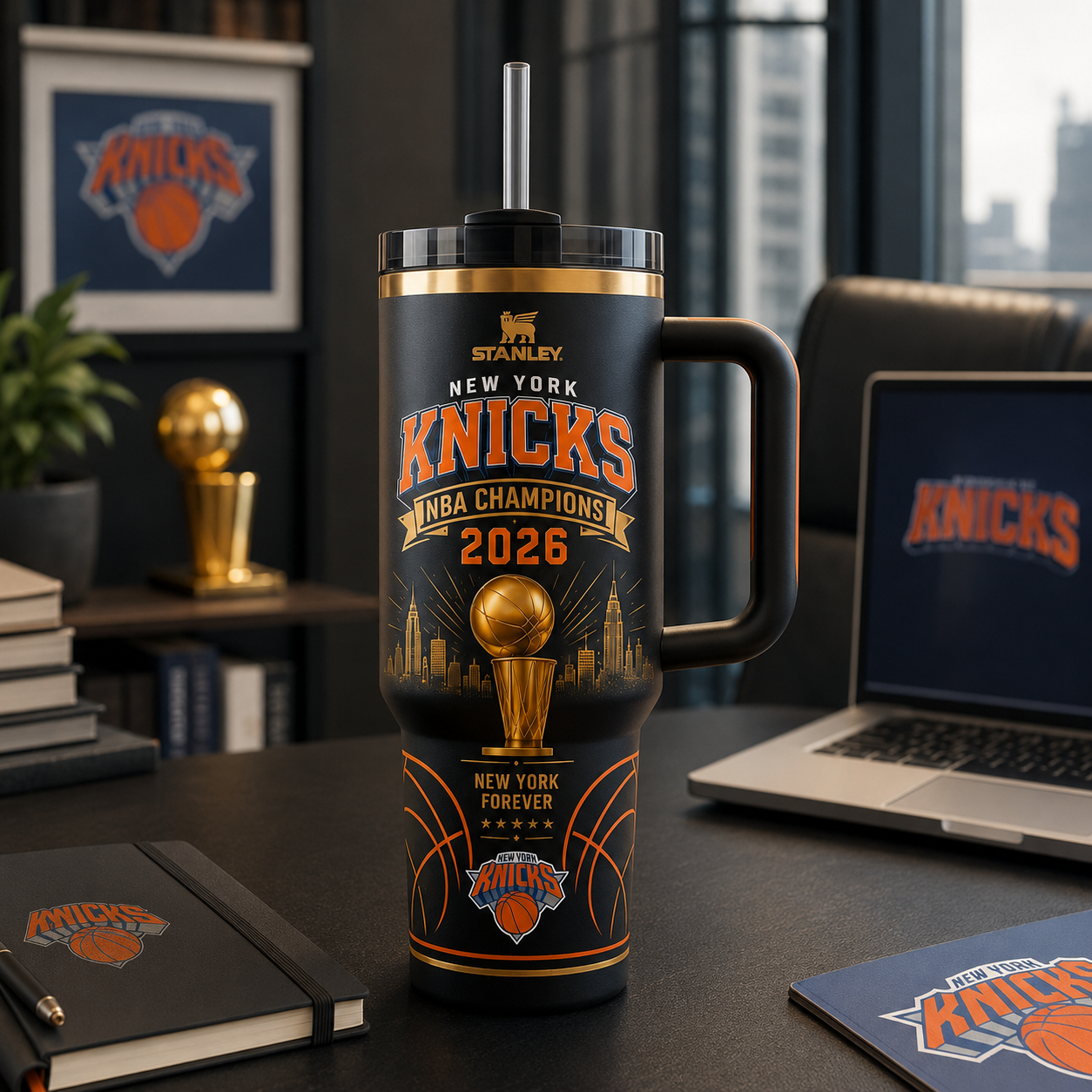 New York Knicks Finals Champions 2026 Tumbler Cup with Handle