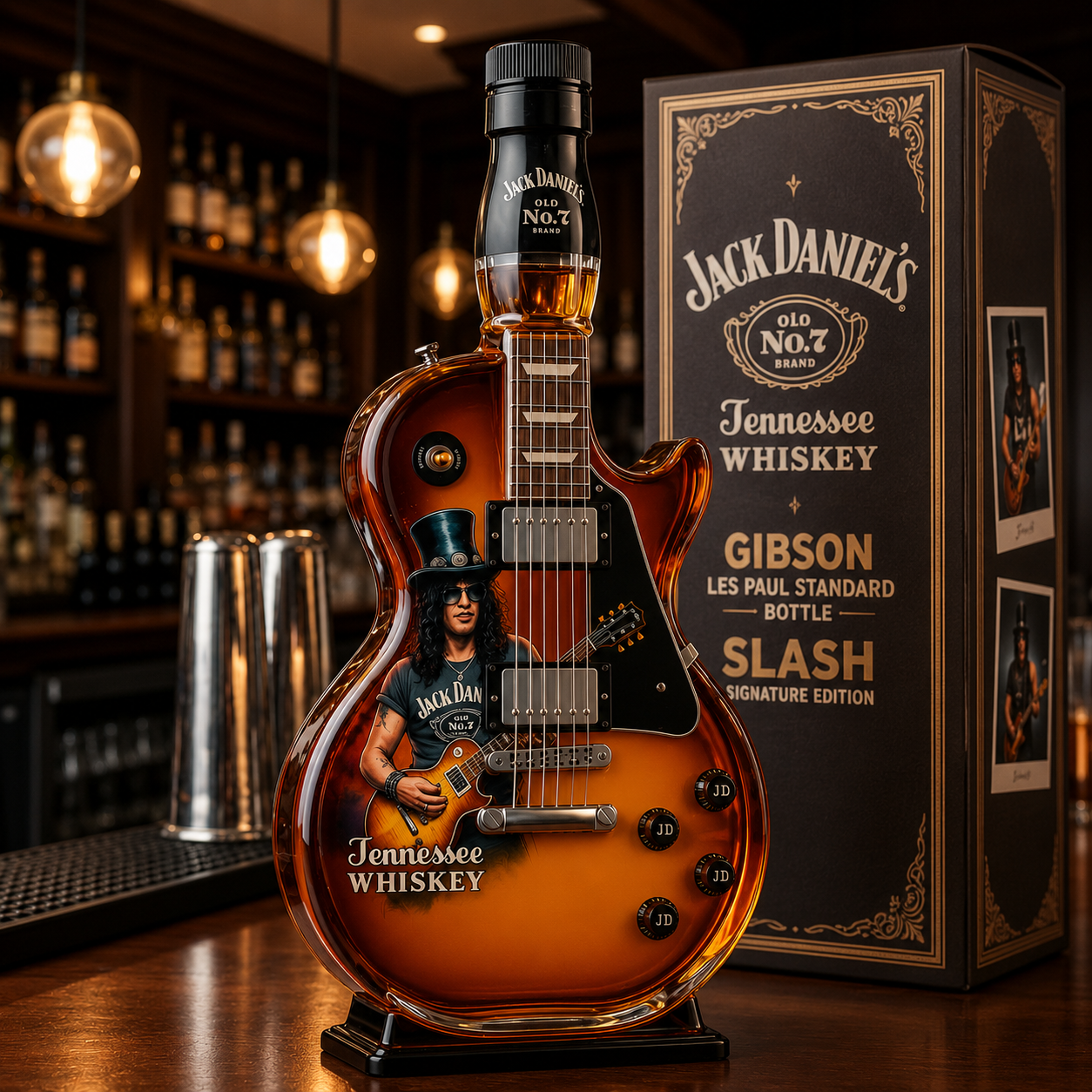 Slash × JD's Old No. 7 Guitar Limited Edition Rock Decanter Collectible Gift