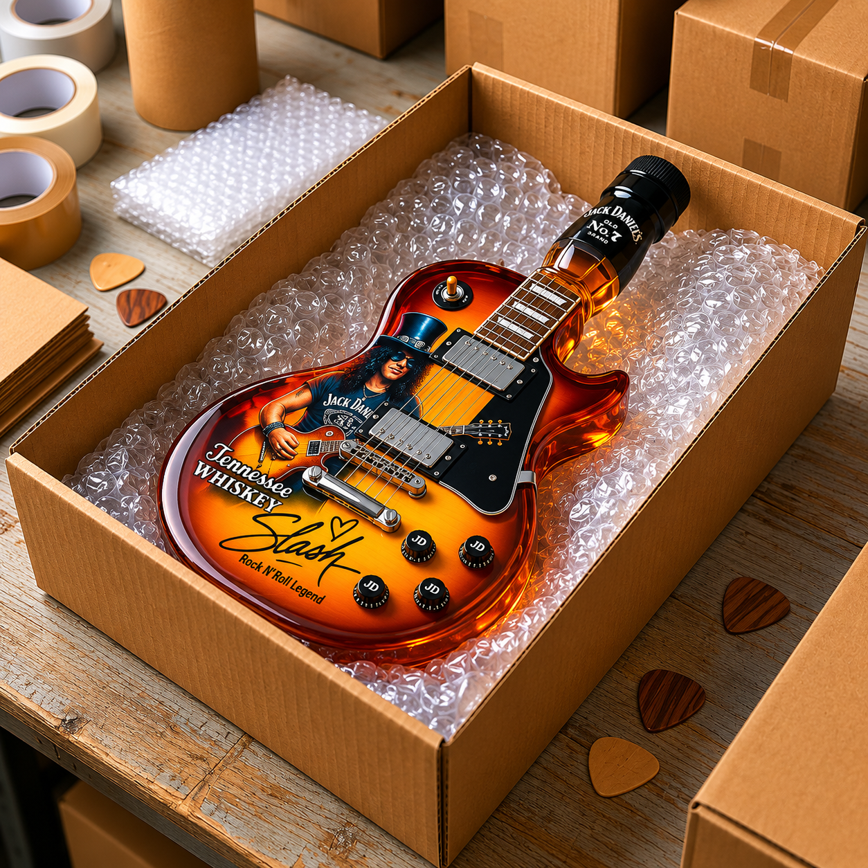 Slash × JD's Old No. 7 Guitar Limited Edition Rock Decanter Collectible Gift