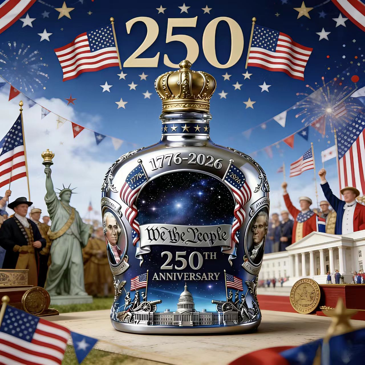 Starfield Edition “We The People” 250th Anniversary Patriotic Whiskey Bottle